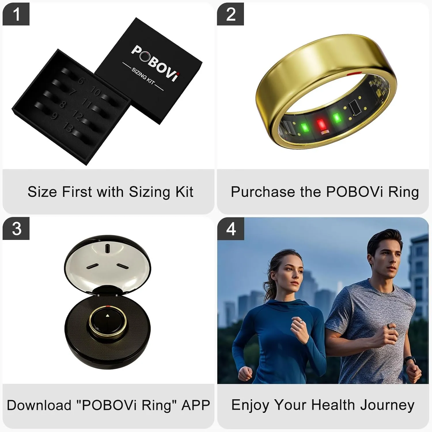 Smart Ring for Women Men- Sleep/Fitness/Stress/Heart Rate Tracker- Menstrual Records - 7 Days Battery Life - Wireless Charging - No APP Subscription - iOS & Android Compatible (Gold, Size 7)