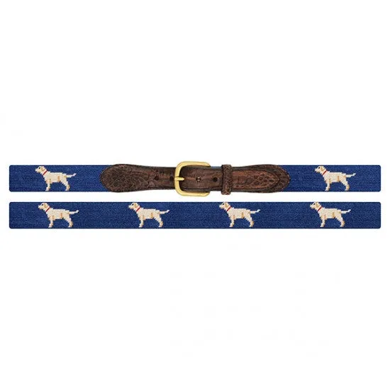 Smathers & Branson Yellow Lab Croc Tab Needlepoint Belt