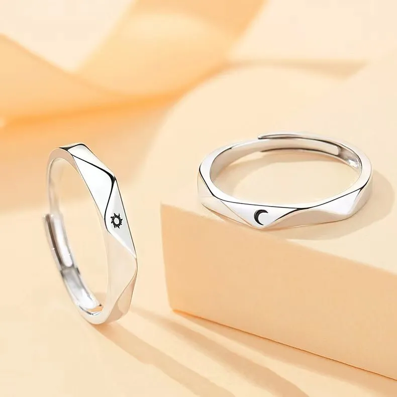 Sun and Moon Couple Rings - Couple Rings Set Promise Wedding Bands Men Women Jewelry