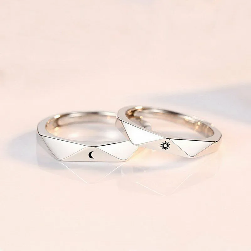Sun and Moon Couple Rings - Couple Rings Set Promise Wedding Bands Men Women Jewelry