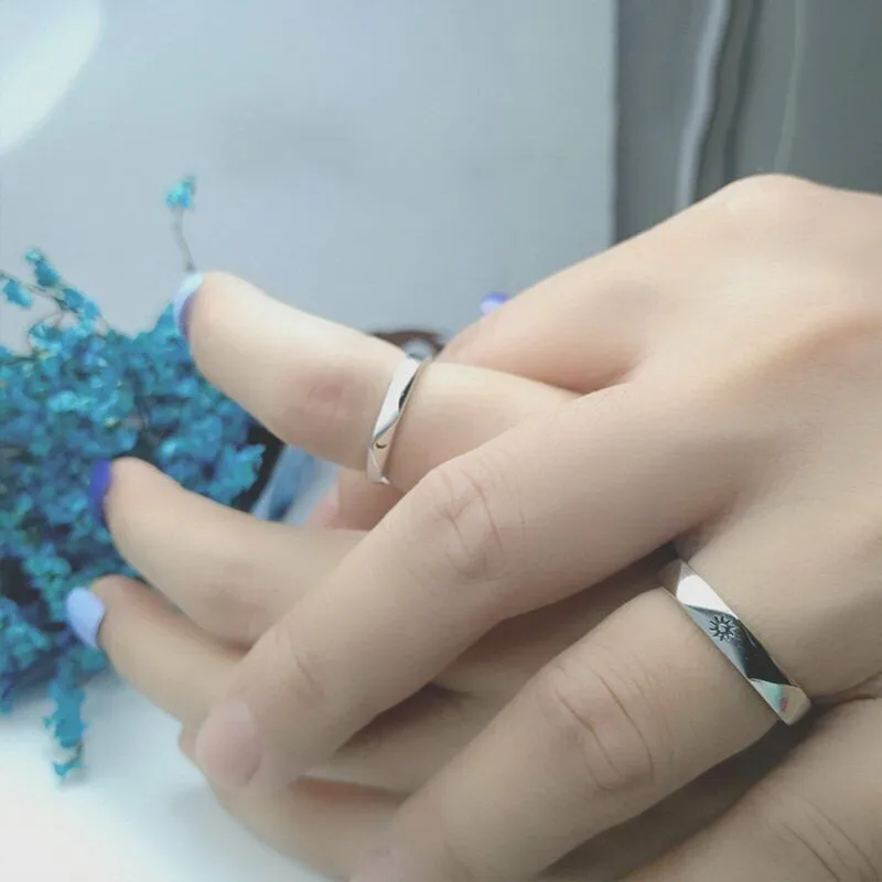 Sun and Moon Couple Rings - Couple Rings Set Promise Wedding Bands Men Women Jewelry