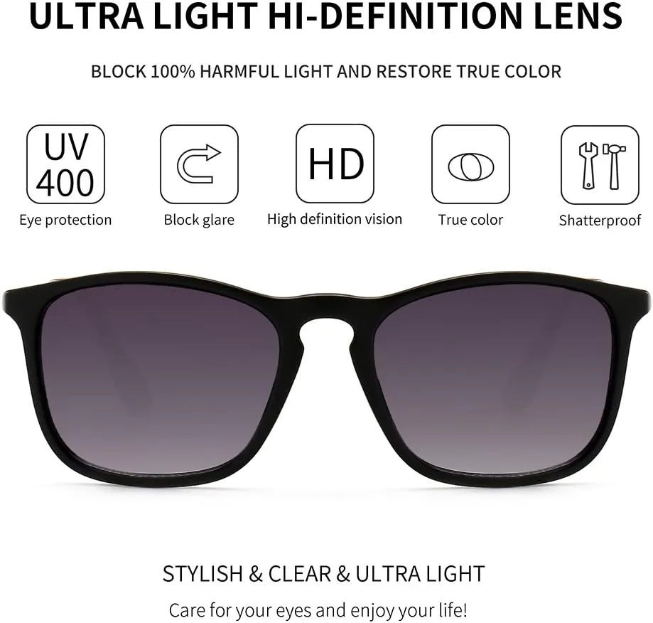 SUNGAIT Fashion Sunglasses for Men Women Retro Style Square Sun Glasses UV400
