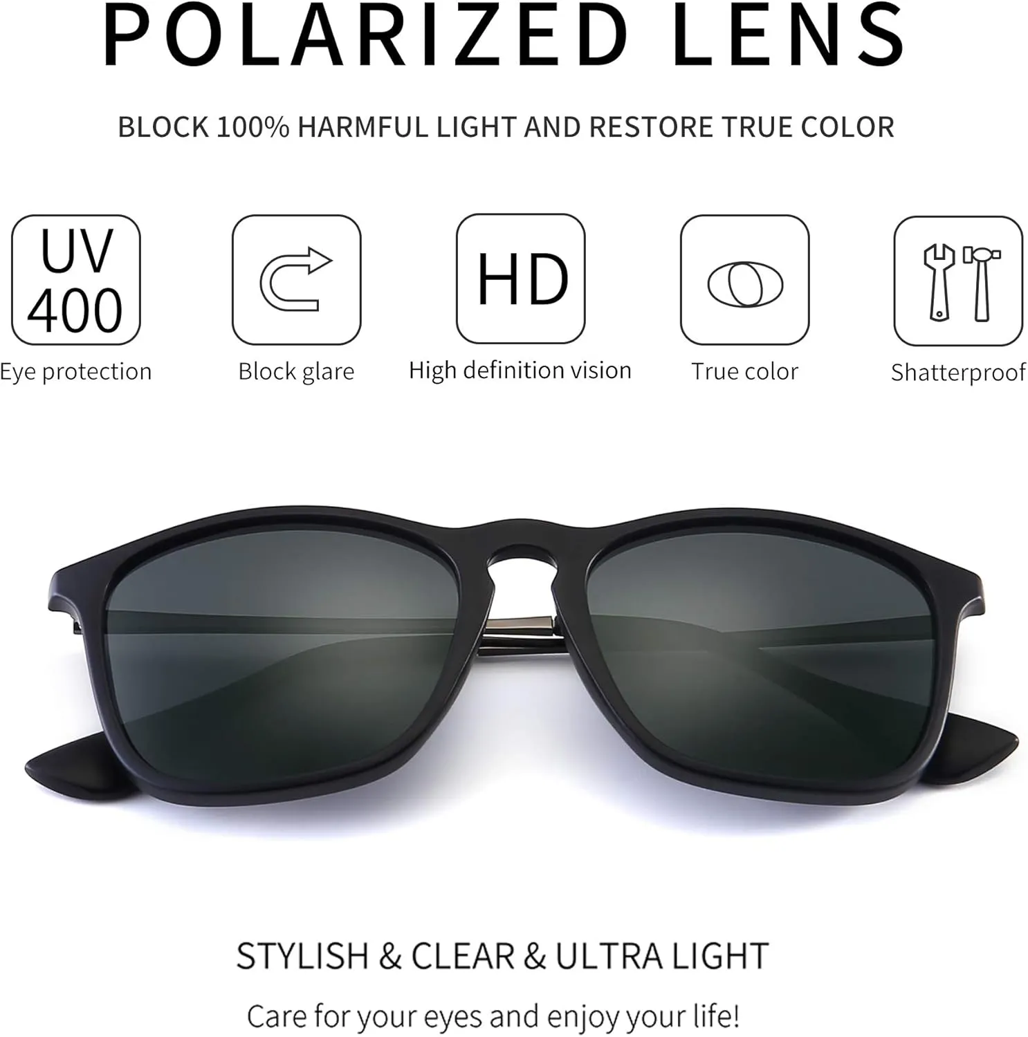 SUNGAIT Fashion Sunglasses for Men Women Retro Style Square Sun Glasses UV400
