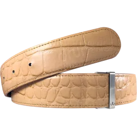 Tan Crocodile Textured Leather Belt