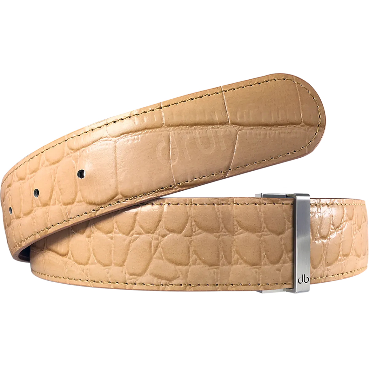 Tan Crocodile Textured Leather Belt