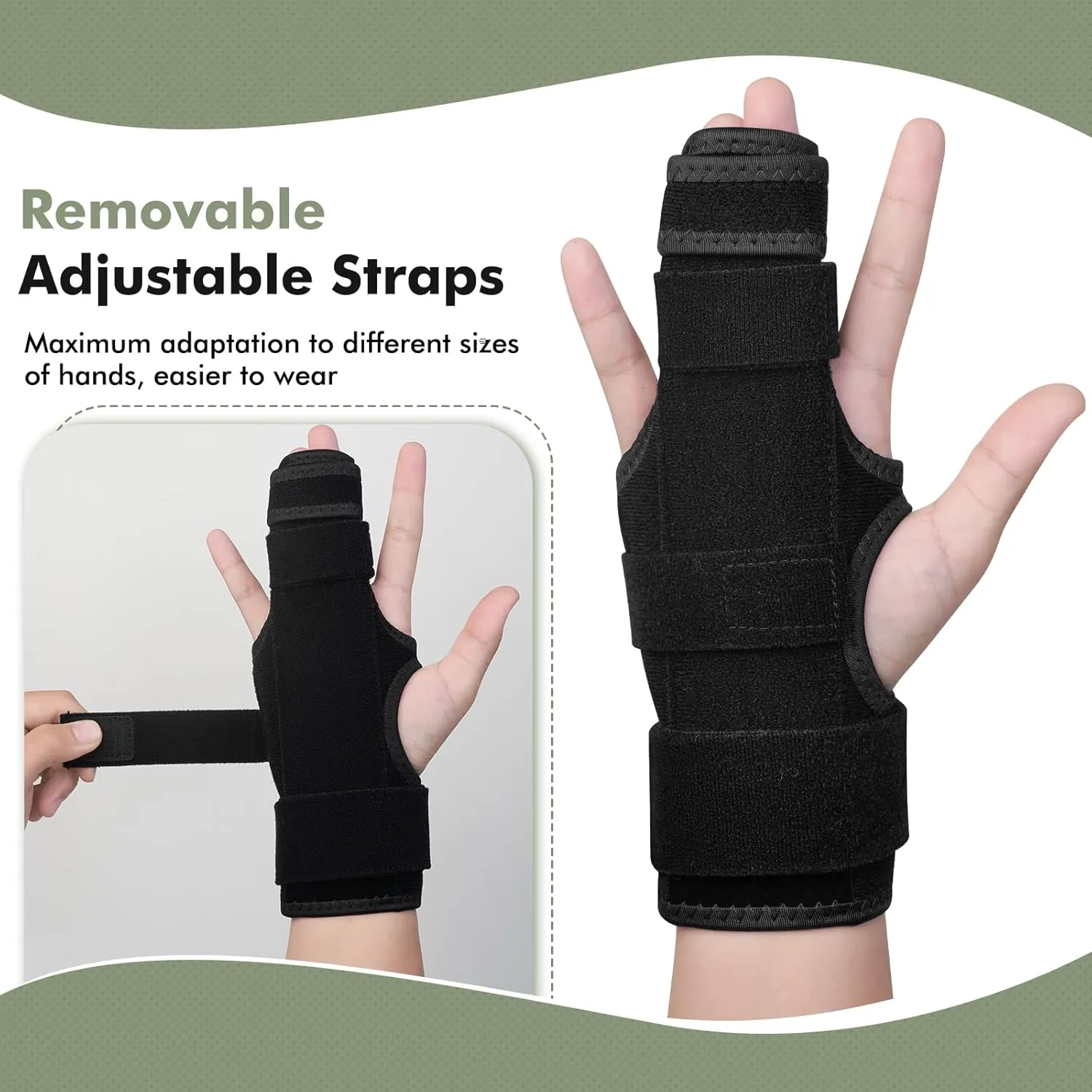 Trigger Finger Splint, 2 Finger Brace for Index, Middle, Ring, Pinky Finger, Treatment for Hand Fractures, Arthritis (L/XL, Left)
