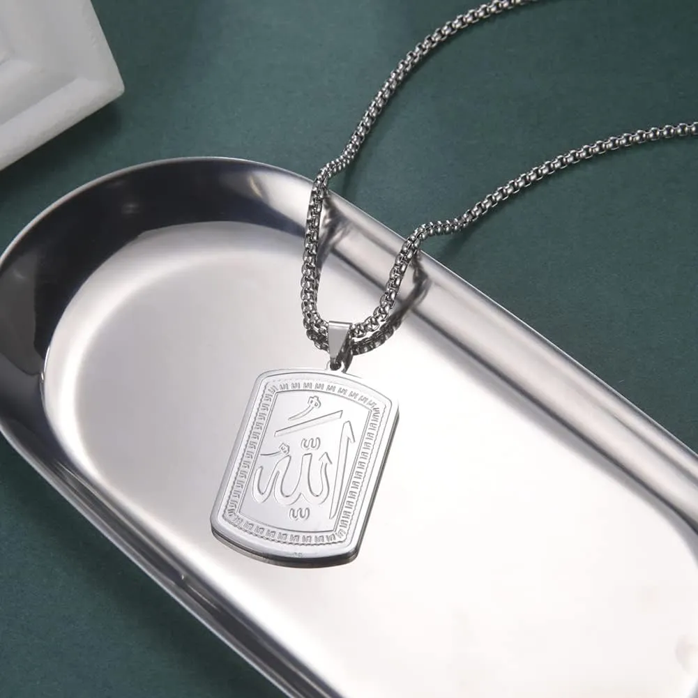 VASSAGO Allah Necklace for Women Men Stainless Steel Islamic Muslim Pendant Islam Religious Charm Jewelry Gift