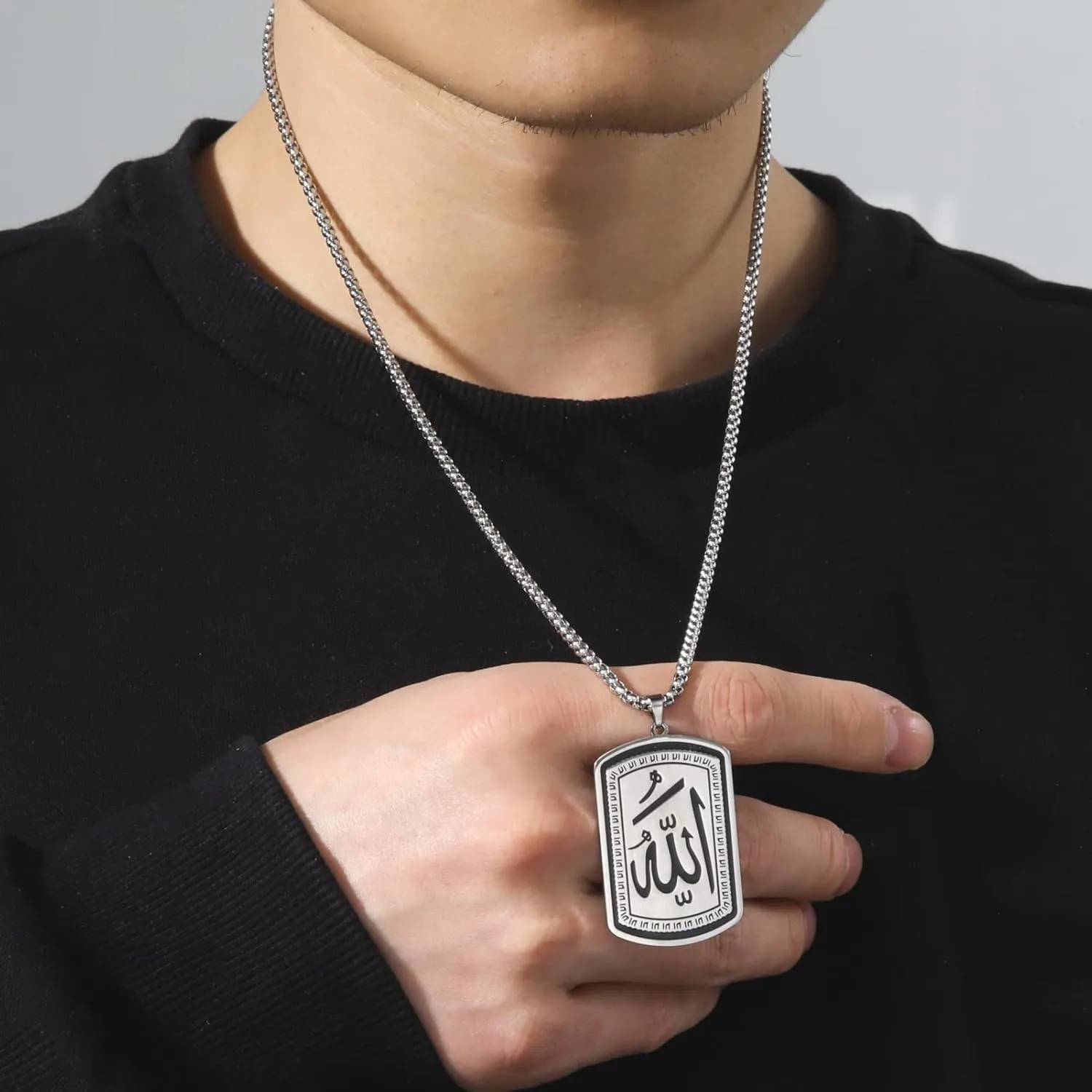 VASSAGO Allah Necklace for Women Men Stainless Steel Islamic Muslim Pendant Islam Religious Charm Jewelry Gift