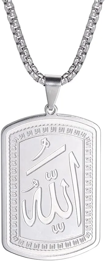 VASSAGO Allah Necklace for Women Men Stainless Steel Islamic Muslim Pendant Islam Religious Charm Jewelry Gift