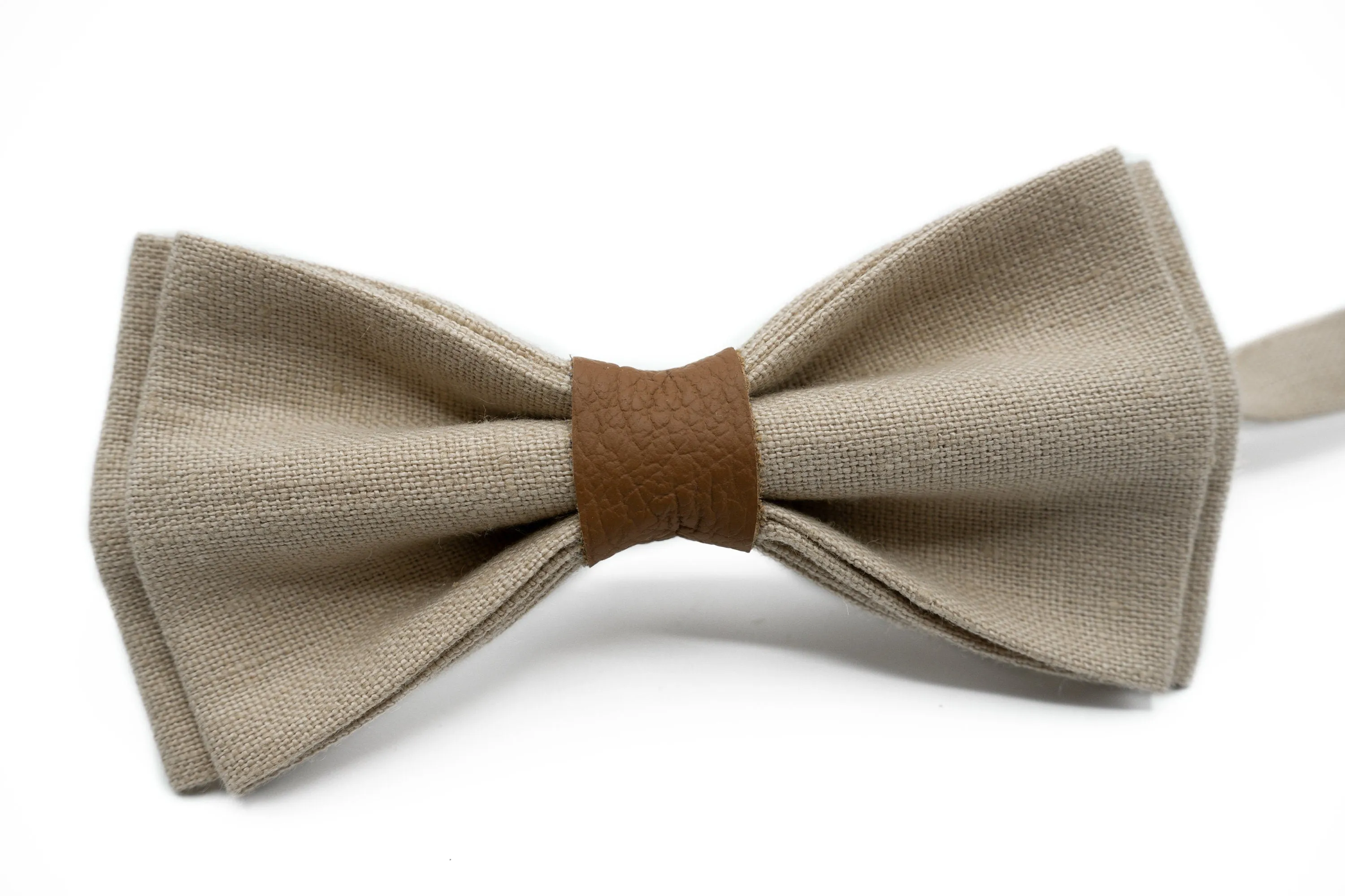 Wedding Suspenders and Bow Tie Collection - Beige Linen, Groomsmen Gifts, Mens & Boys Sizes
