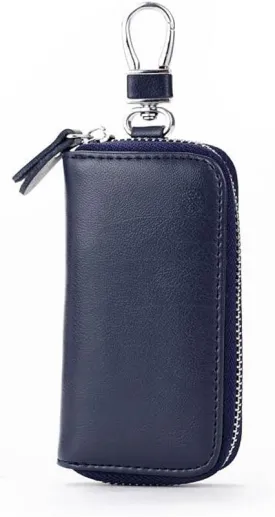 WESTONETEK Unisex Mens Womens Premium Leather Car Key Holder Bag Keychain Case Wallet with 6 Hooks Zipper Closure
