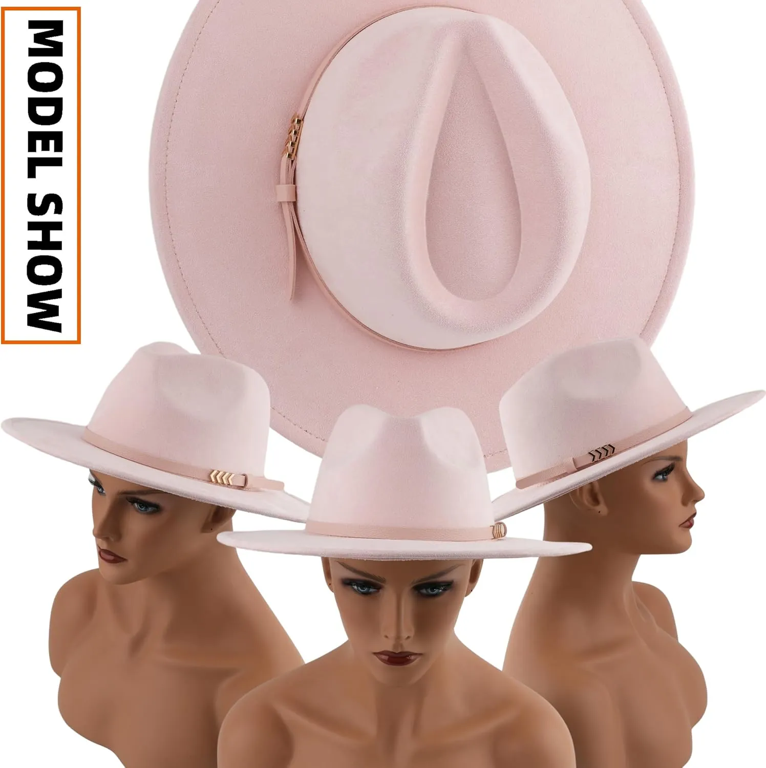 Wide Brim Fedora Hat for Men Women Big Rancher Felt Hat