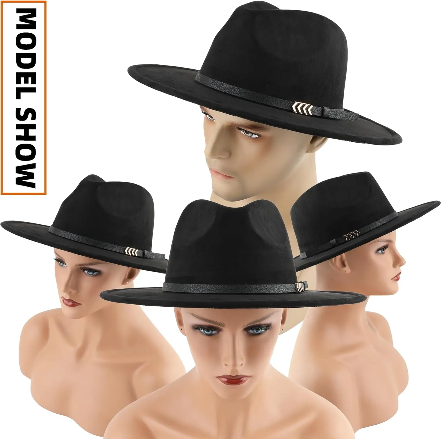 Wide Brim Fedora Hat for Men Women Big Rancher Felt Hat