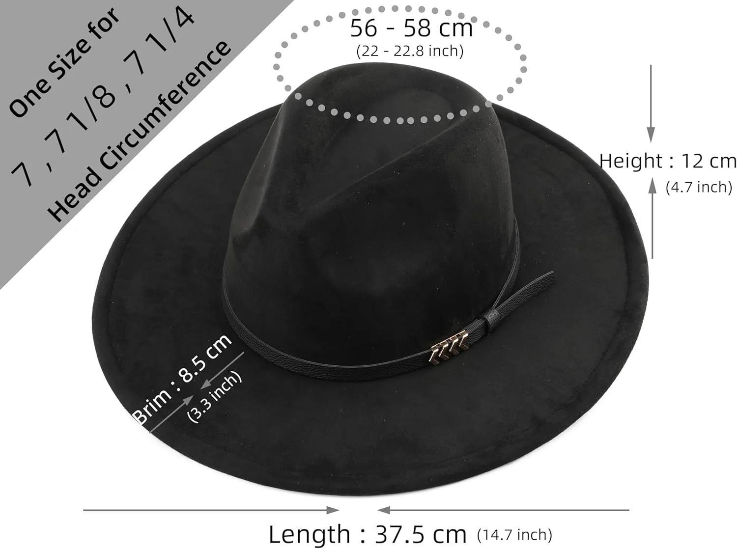 Wide Brim Fedora Hat for Men Women Big Rancher Felt Hat