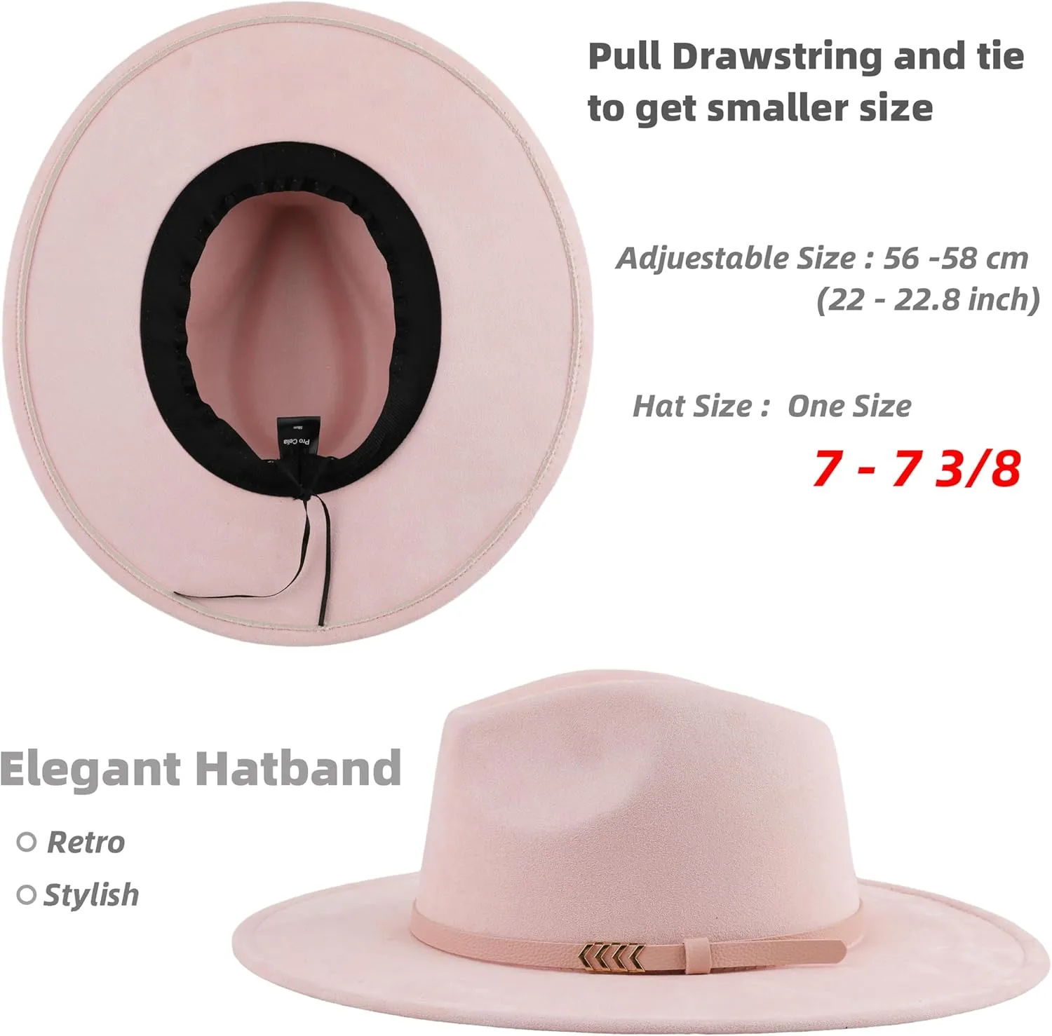 Wide Brim Fedora Hat for Men Women Big Rancher Felt Hat