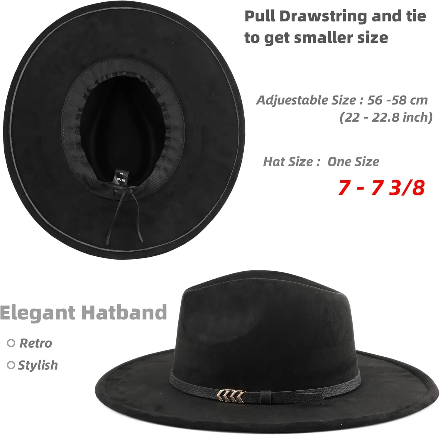 Wide Brim Fedora Hat for Men Women Big Rancher Felt Hat