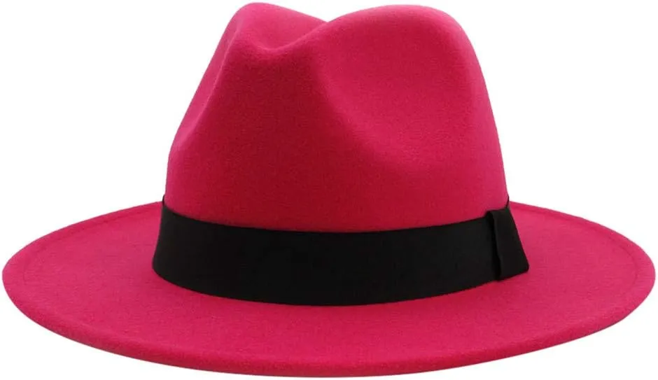 Wide Brim Fedora Hats for Women and Men Classic Panama Hat with Belt Buckle Men's Dress Hat