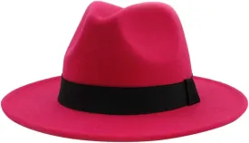 Wide Brim Fedora Hats for Women and Men Classic Panama Hat with Belt Buckle Men's Dress Hat