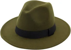 Women Vintage Wide Brim Fedora Hat with Belt Buckle Men Women Wide Brim Panama Hat Jazz Hat Cap