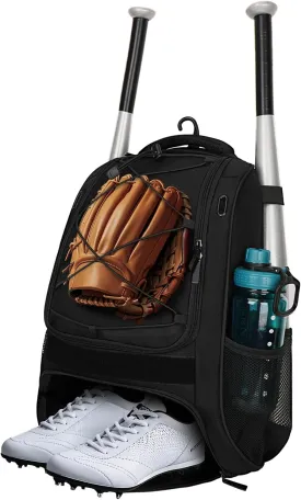Youth Baseball Bag - Bat Backpack for Baseball, T-Ball & Softball Equipment & Gear, Bat & Glove Holder Gift