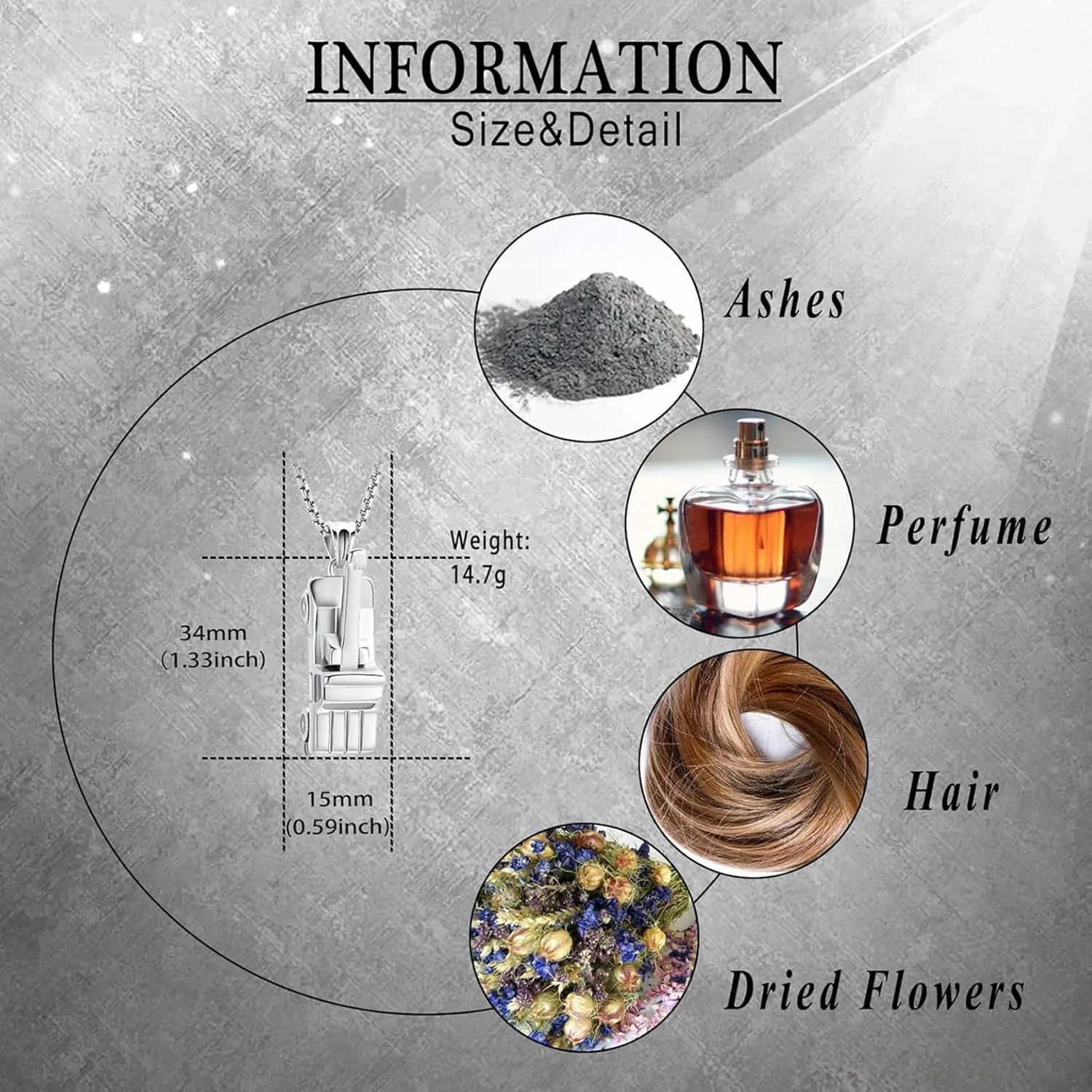 zeqingjw Cremation Jewelry Trailer Urn Necklace for Ashes Stainless Steel Car Keepsake Memorial Human Ashes Pendant for Men