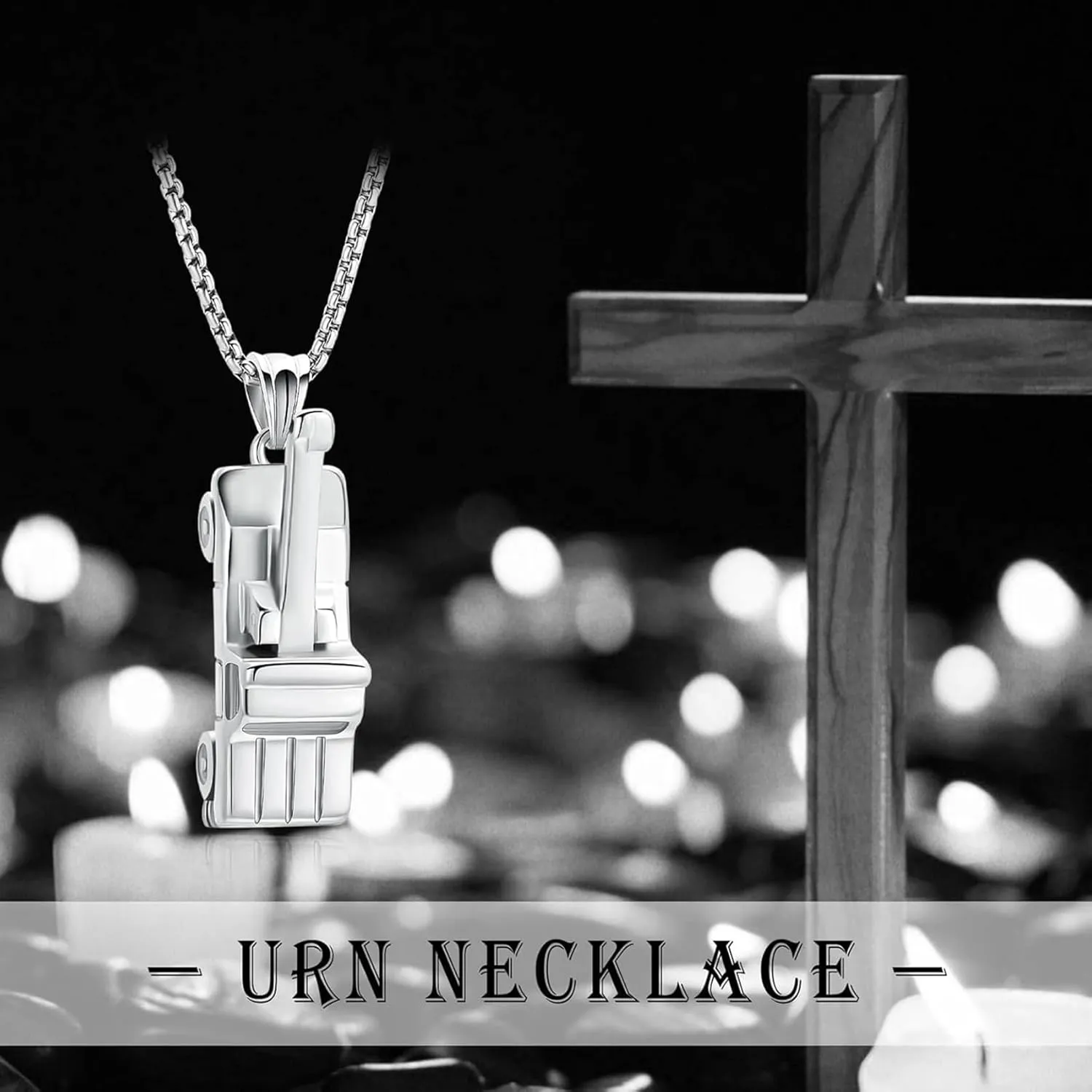 zeqingjw Cremation Jewelry Trailer Urn Necklace for Ashes Stainless Steel Car Keepsake Memorial Human Ashes Pendant for Men